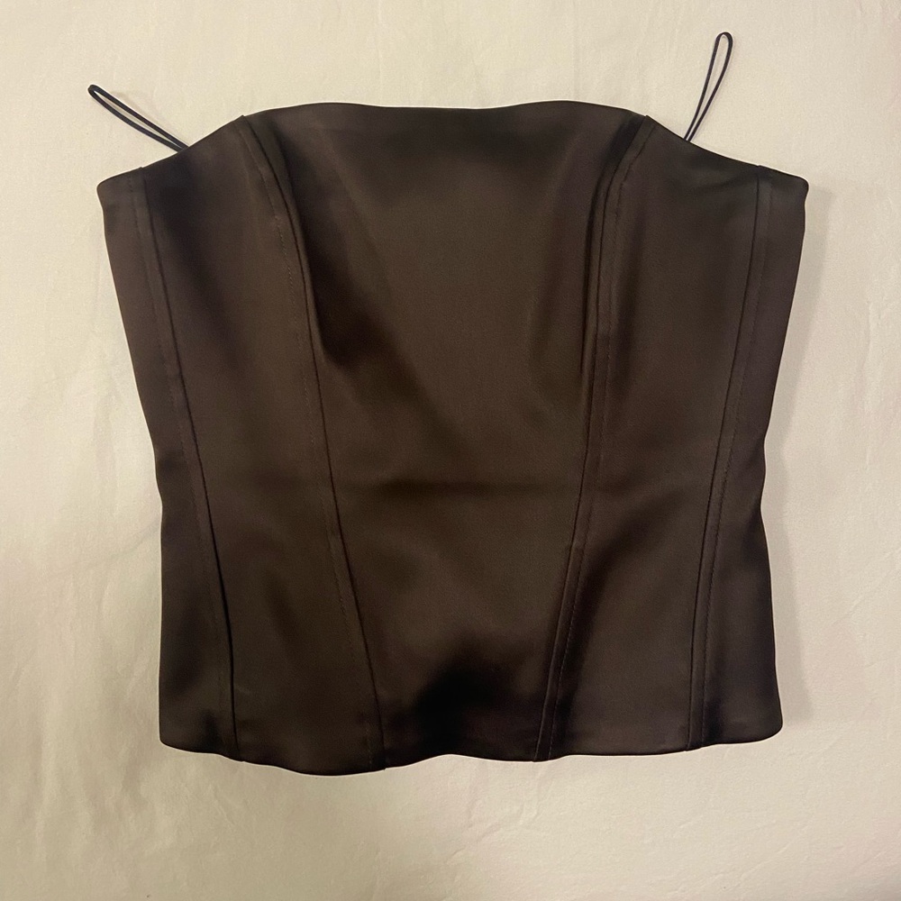 Aritzia brown satin corset, strapless (New unworn!)